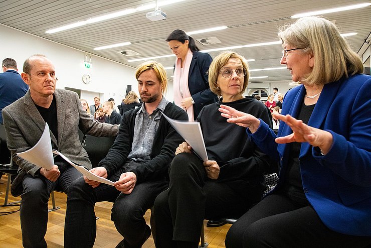 Beim Neujahrsempfang 2019 (v.l.): Prof. Dr. Götz Schwab, Emmanuel Breite, Dr. Nicole Bachor-Pfeff und Prof. Dr. Heidi Rösch. Foto: David Manherz / Pädagogische Hochschule Karlsruhe