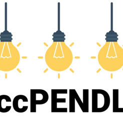 Es hängne drei leuchtende Glühbirnen nebeneinander, darunter der Schriftzug ccPENDL