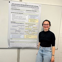 Eine Studierende präsentiert ihr Poster.